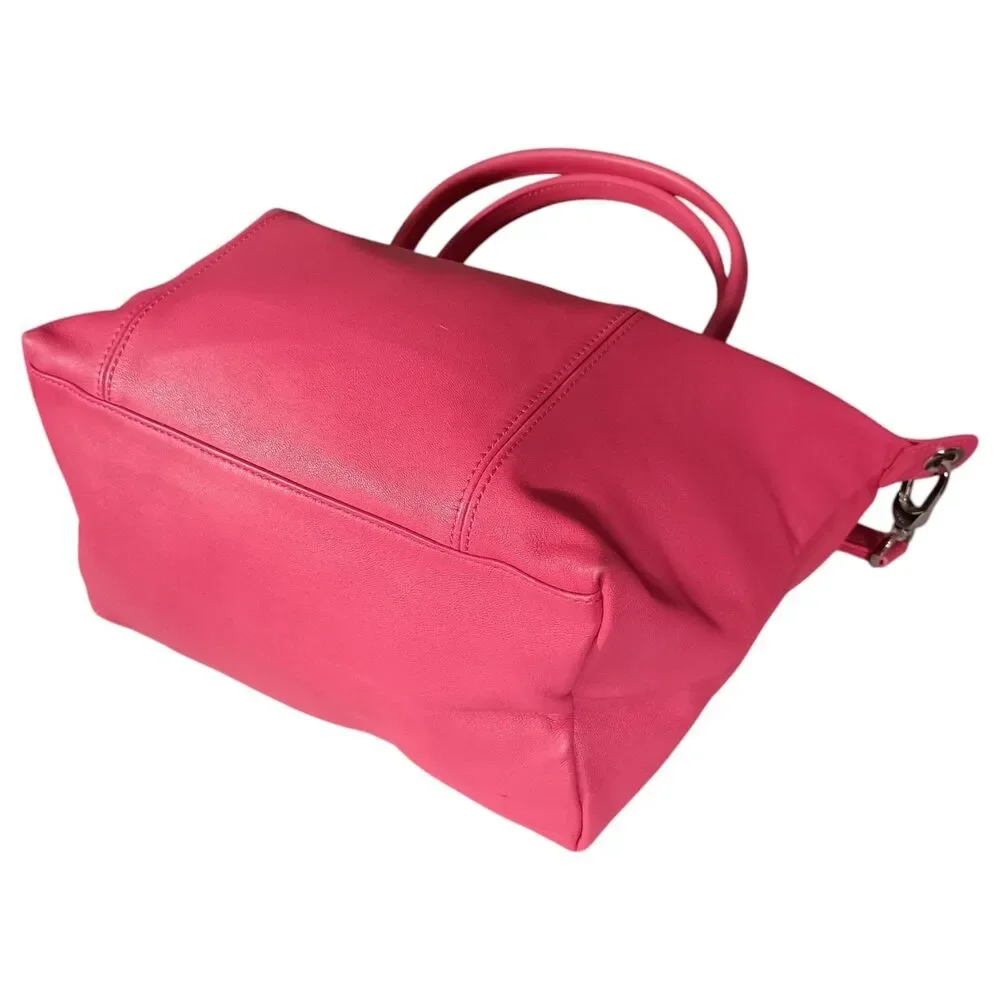 Longchamp Le Pliage Cuir 2-Way Leather Tote Shoulder Bag Pink - Picture 13 of 16